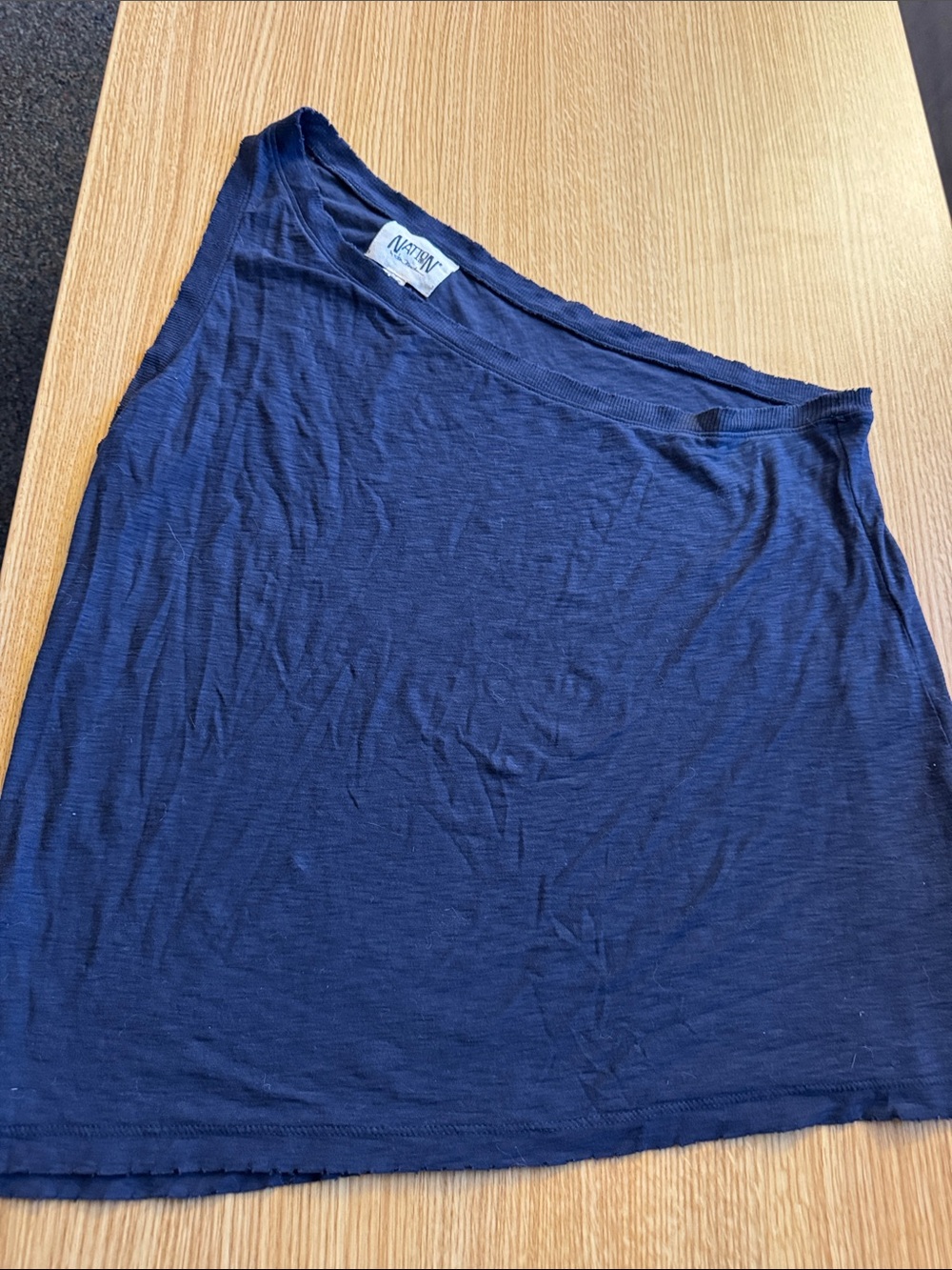Nation LTD Navy One Shoulder Shirt